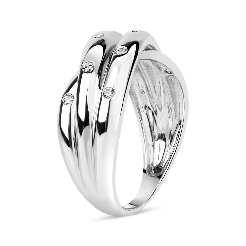 9ct White Gold 0.13ct Diamond Crossover Ladies Ring image number 3