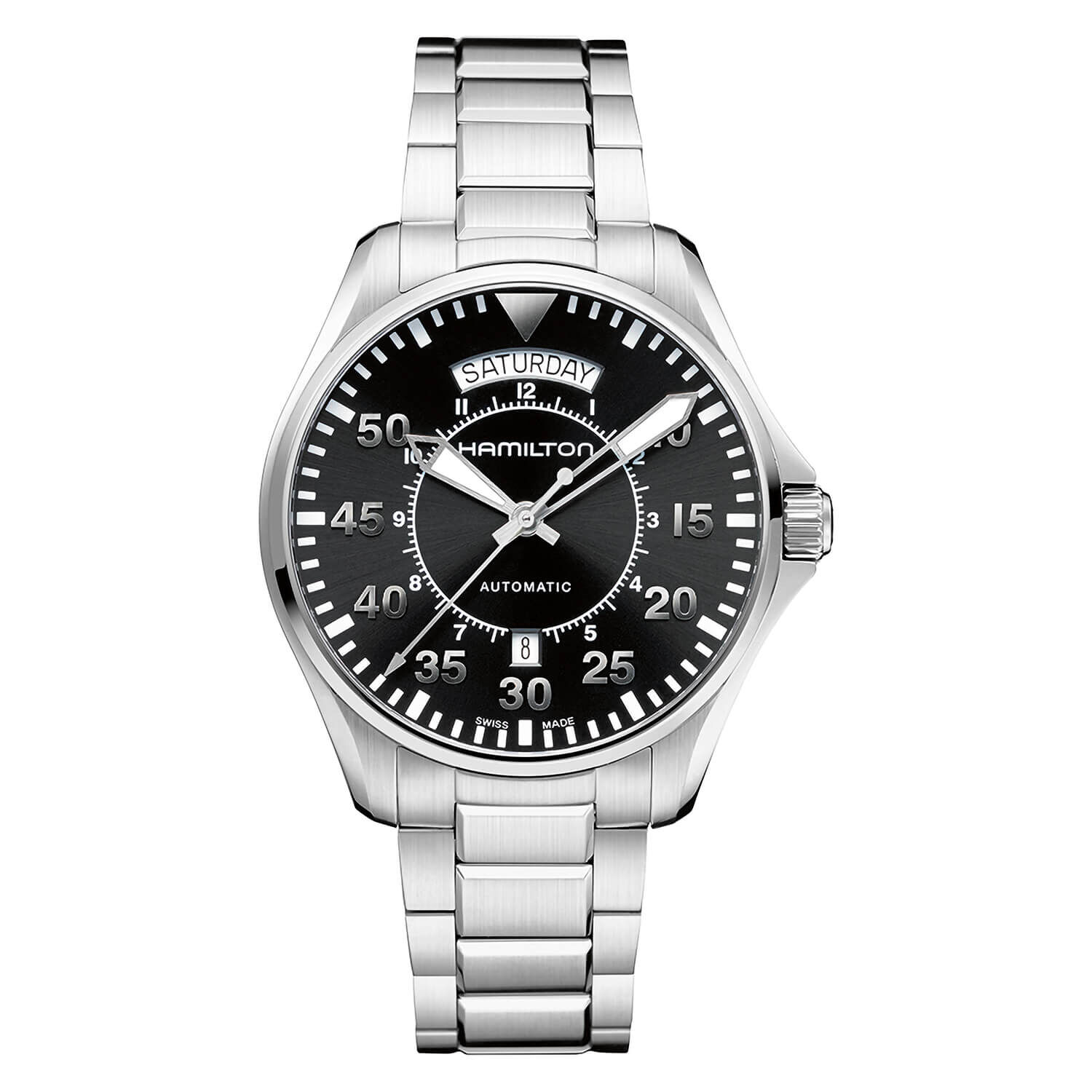 hamilton khaki aviation pilot day date
