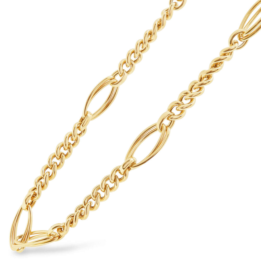 9ct Yellow Gold Fancy Curb Double Oval Link Ladies Necklace image number 1
