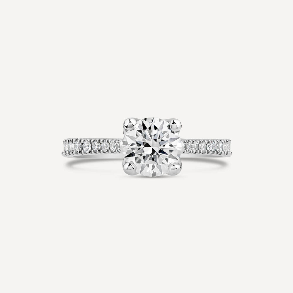 Born Platinum Lab Grown 1.20ct Round Brilliant Solitaire & Diamond Sides Ring
