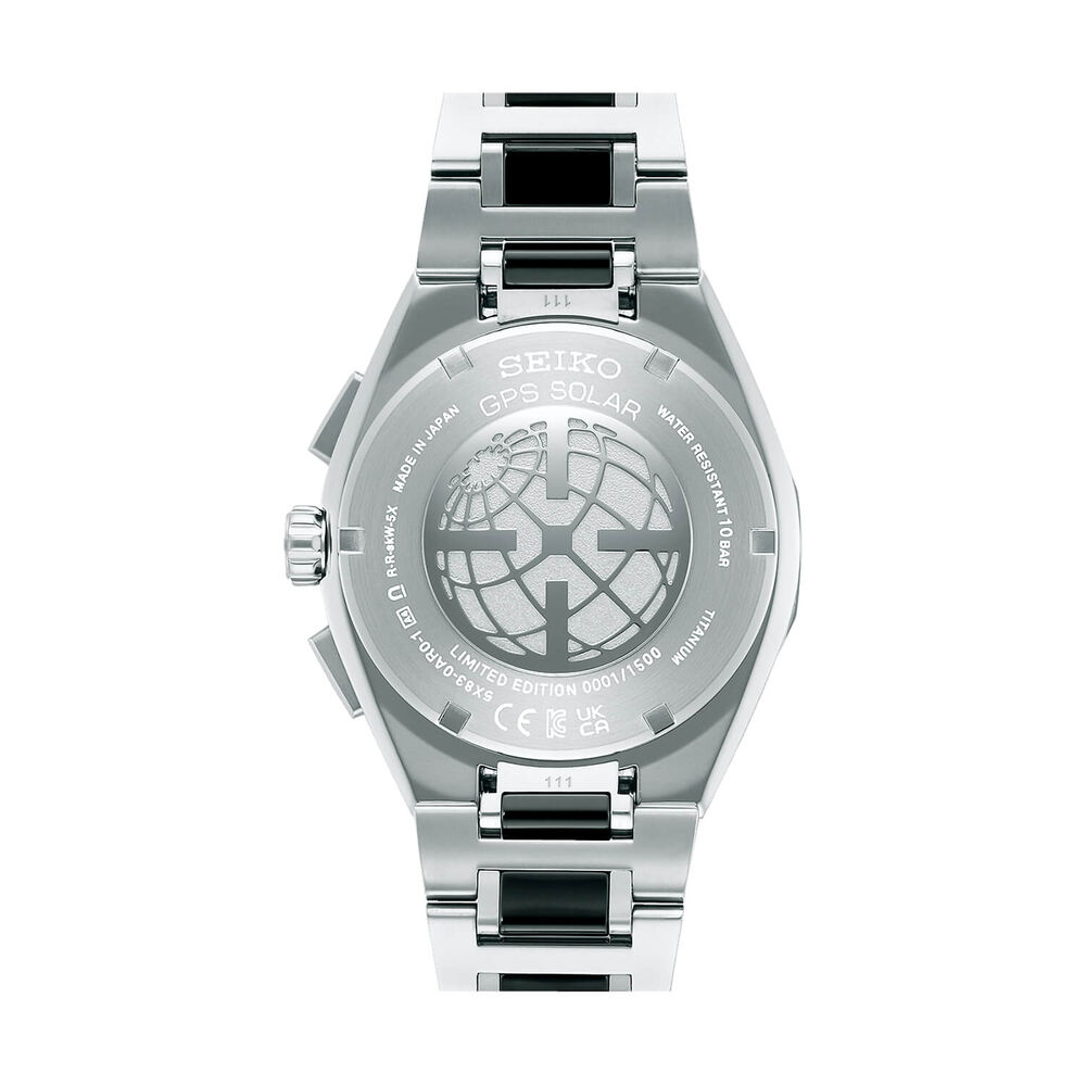 Seiko Astron GPS Solar Dual-Time Chronograph Limited Edition 44mm Dial Titanium Bracelet Watch image number 4