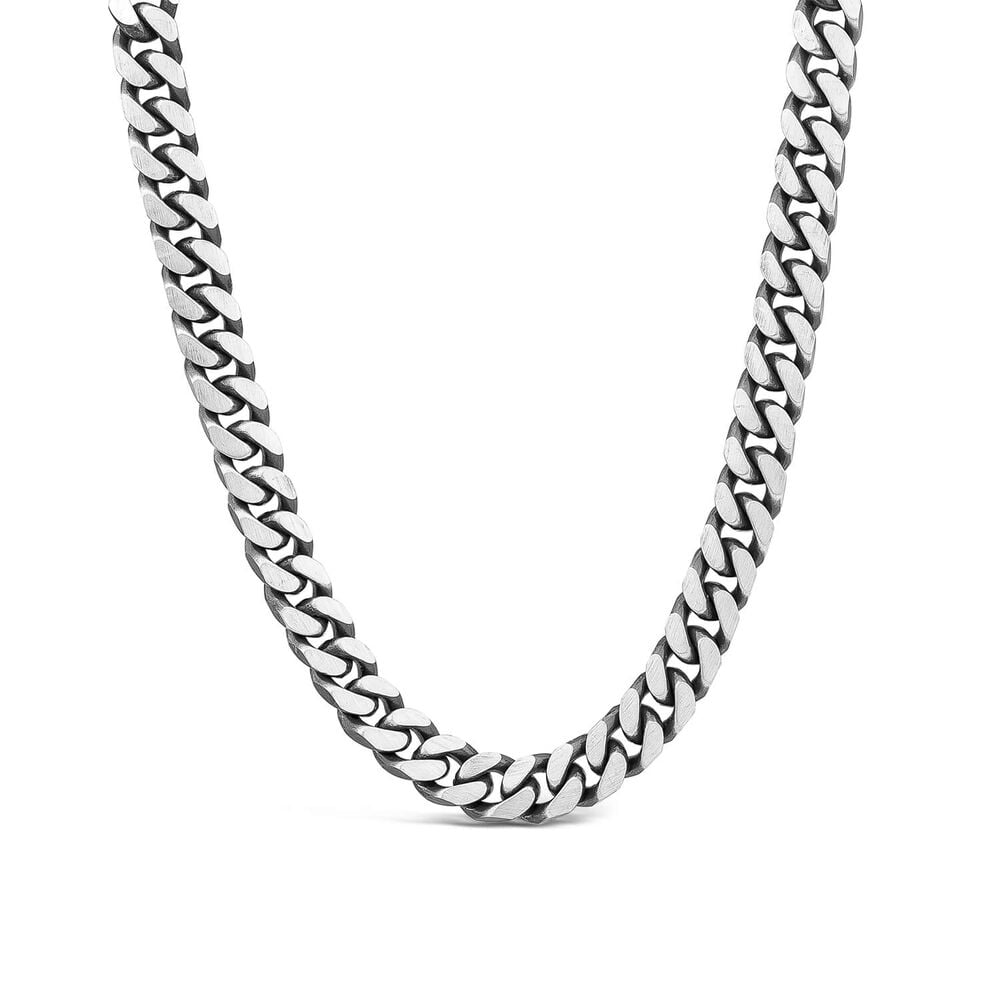 Sterling Silver Oxidised 20' Curb Mens Necklace