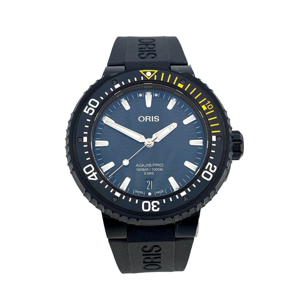 Pre-Owned Oris AquisPro Date Calibre 400 49.5mm Black Dial Rubber Strap Watch image number 0