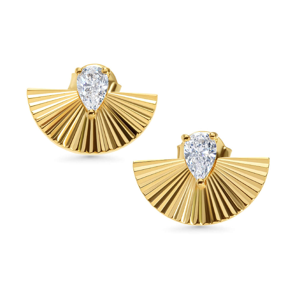 CARAT* London Celene Fan 18k Gold Vermeil Stud Earrings