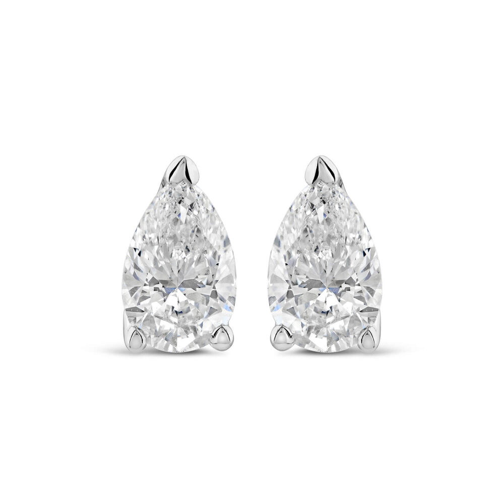 Born 18ct White Gold Lab Grown 0.50ct Diamond Pear Stud Earrings image number 0