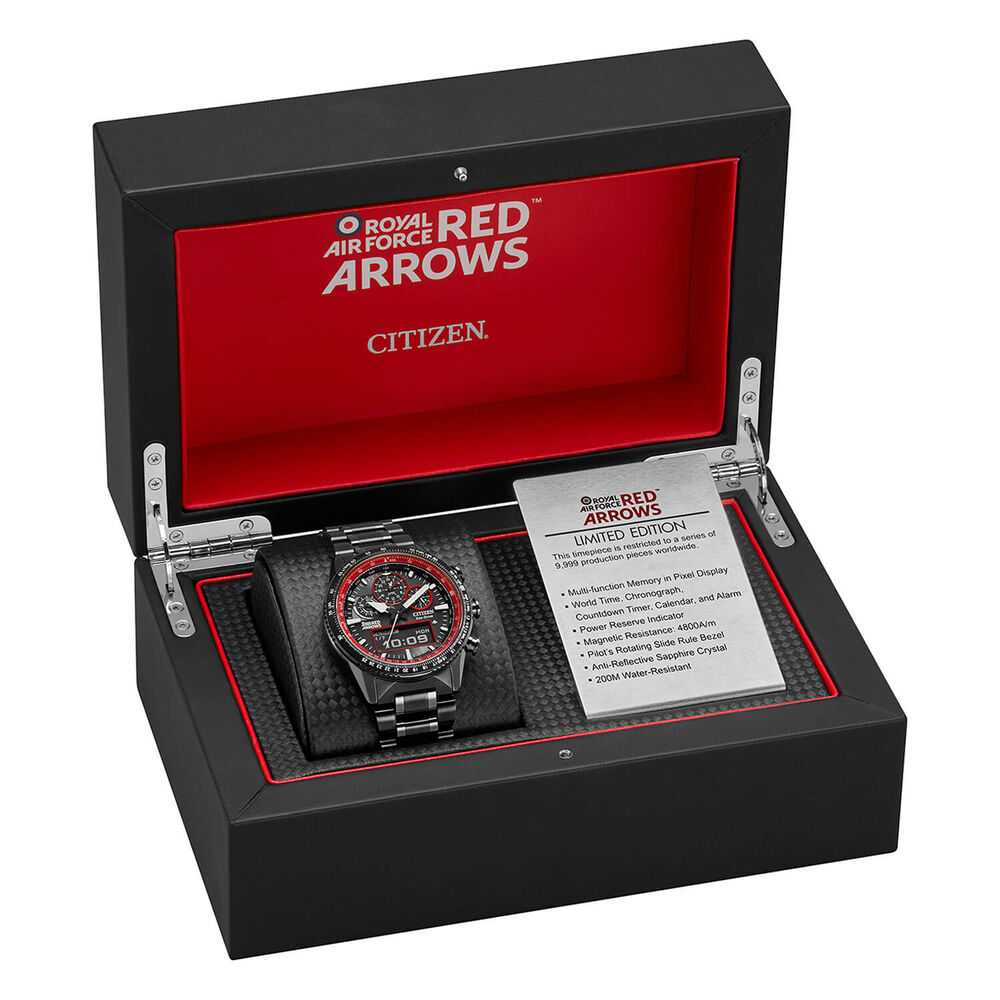 Citizen Red Arrows Promaster Skyhawk 43mm Black Dial Ion Plated Steel Bracelet Watch