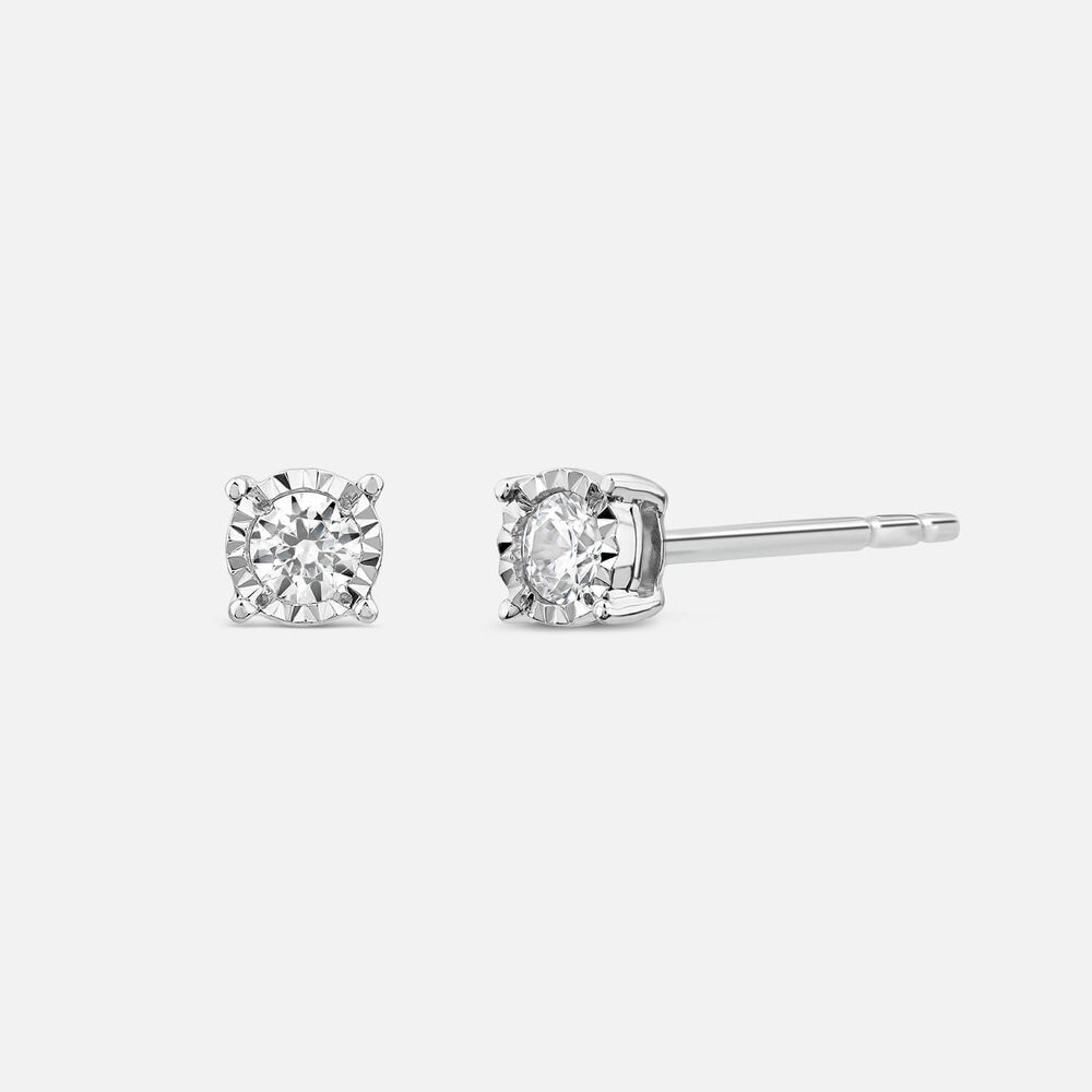 9ct white gold 0.12 carat diamond solitaire stud earrings