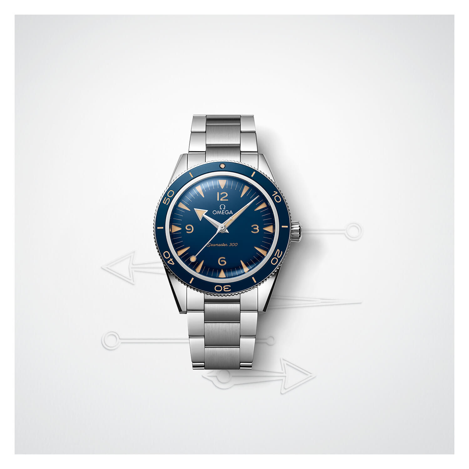 OMEGA Seamaster 300 Co Axial Master 41mm Blue Bezel Watch