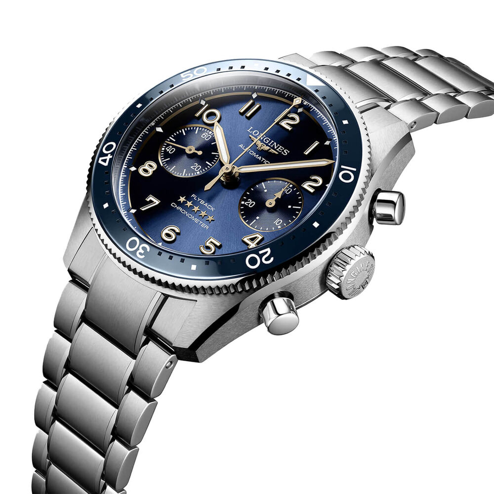 Longines Spirit Flyback 42mm Blue Chronograph Dial Bracelet Watch