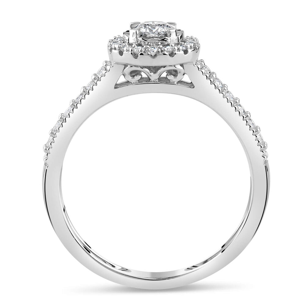 9ct White Gold 0.33ct Diamond Illusion Halo & Pave Shoulders Ring image number 2