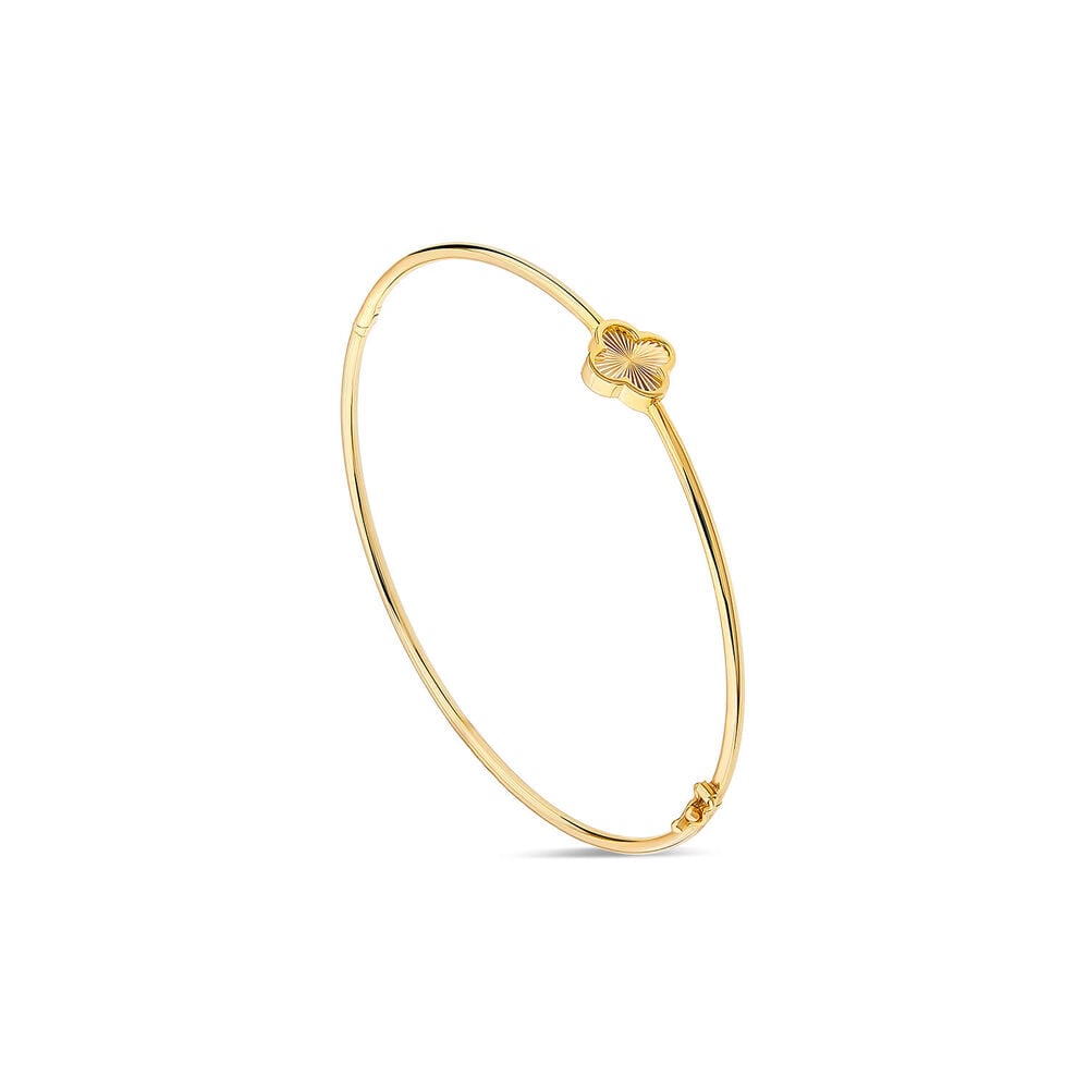 9ct Yellow Gold Iridescent Clover Petal Bangle