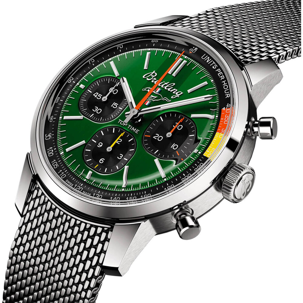 Breitling Top Time B01 41mm Chronograph Mustang Green Dial Bracelet Watch image number 1