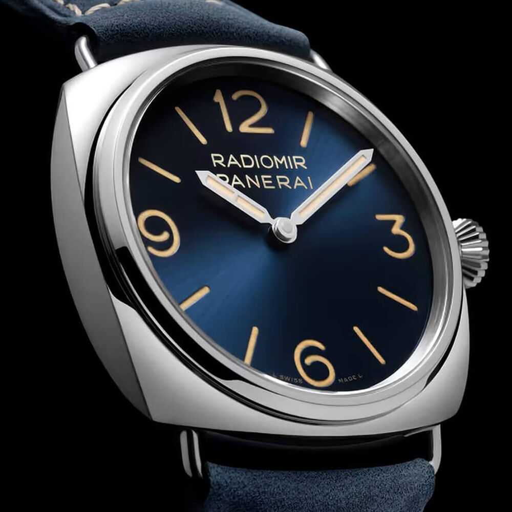 Panerai Radiomir Officine 45mm Blue Dial Leather Strap Watch image number 2