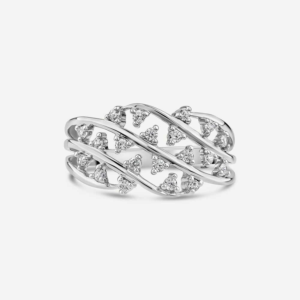 9ct White Gold 0.25ct Diamond Speckle Dress Ring image number 1
