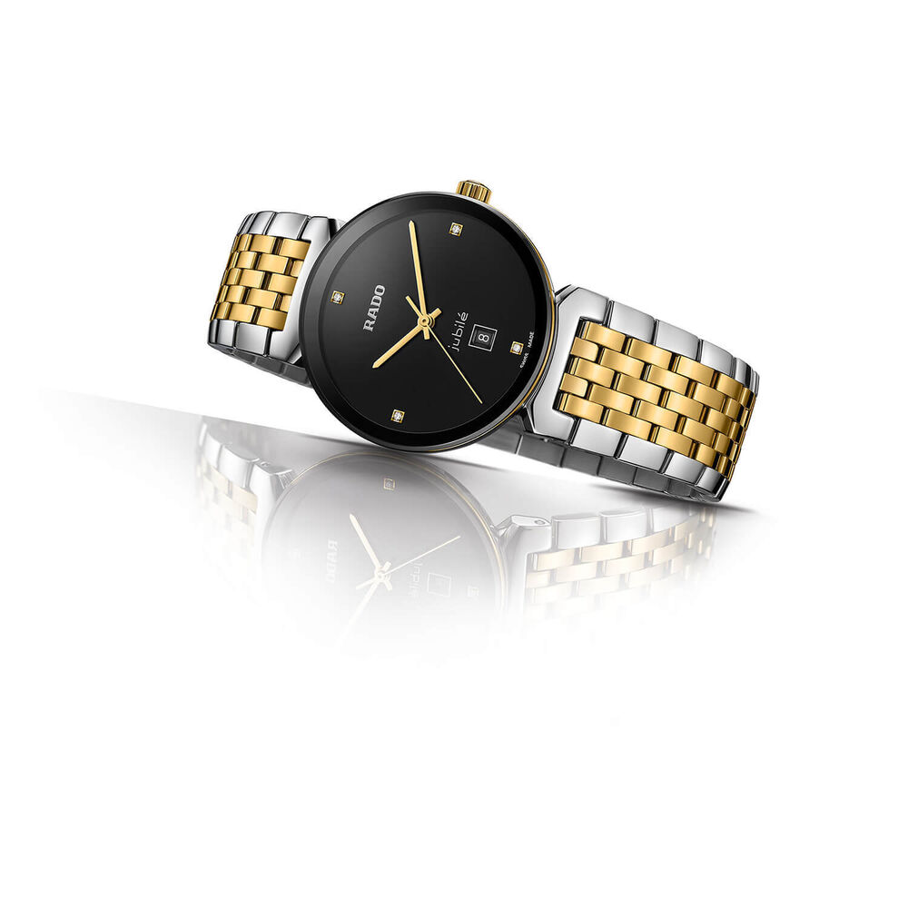 Rado Florence 38MM Black Dial Diamond Dot Steel Yellow Gold Case Bracelet Watch image number 3
