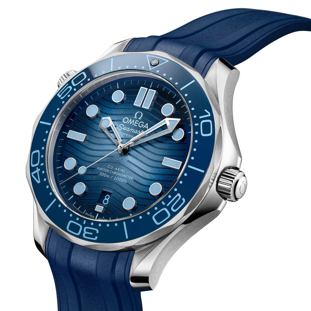 OMEGA Seamaster Diver 300 42mm Summer Blue Dial Blue Rubber Strap Watch image number 1