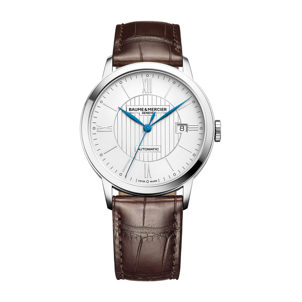Baume & Mercier Classima Men's Silver Dial Brown Leather Strap Watch