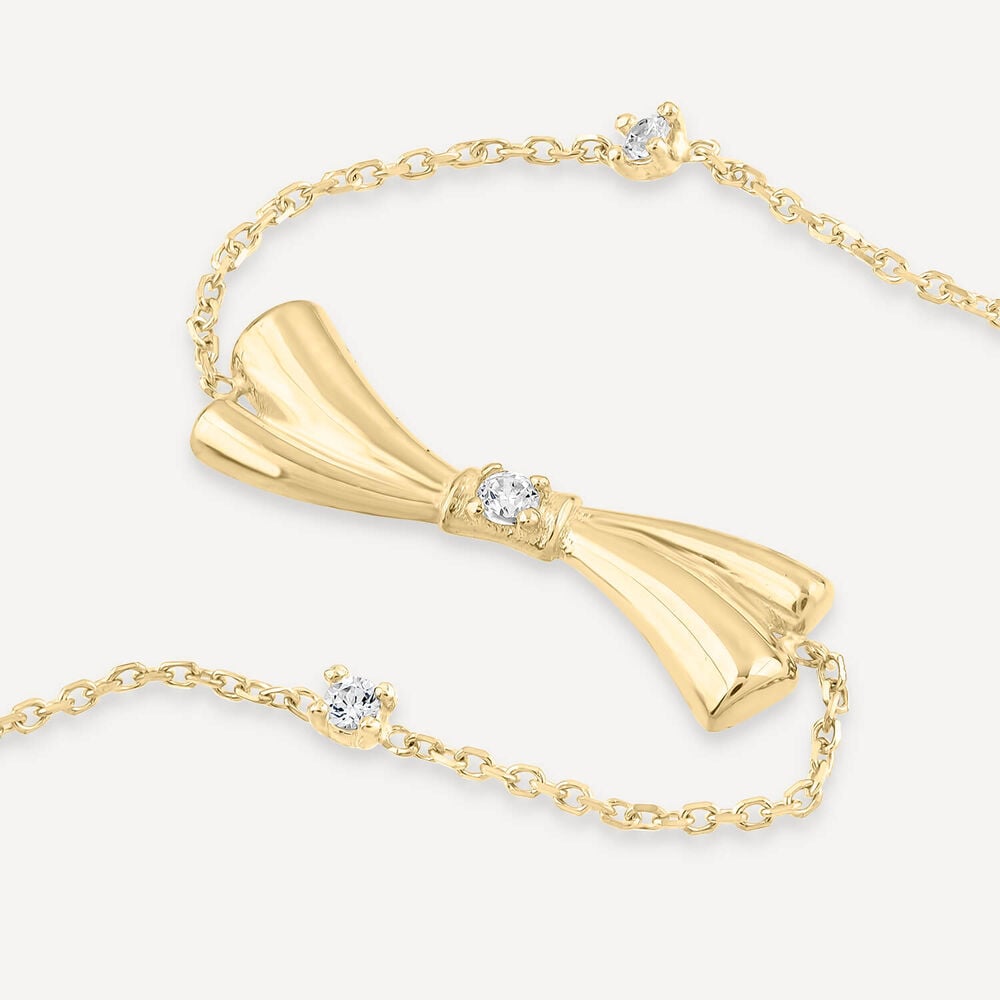 9ct Yellow Gold Cubic Zirconia Set Bow Bracelet image number 2