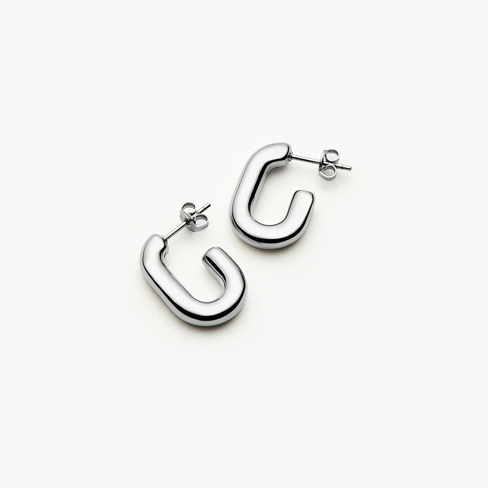 Missoma 18ct Platinum Plated Steel Chubby Oval Small Hoop Earrings