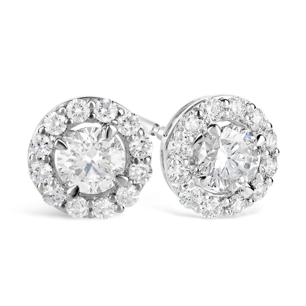 18ct White Gold 0.78ct Amia Diamond Halo Earrings image number 2