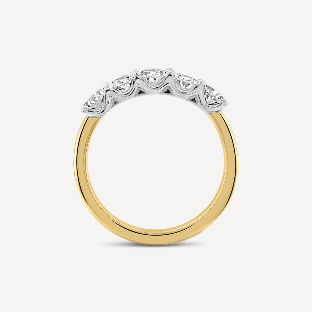 Born 18ct Yellow Gold 1.5ct Lab Grown Oval 5 Stone Half Eternity Diamond Ring image number 2