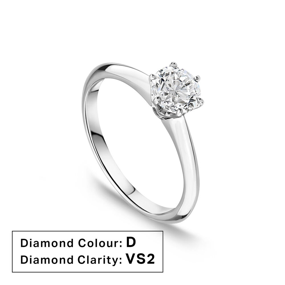 Platinum 0.80ct Round Diamond Six Claw Solitaire Ring