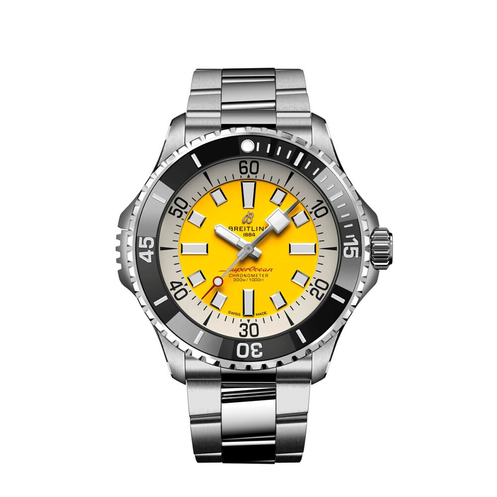 Breitling Superocean 46mm Yellow Dial Steel Bracelet Watch image number 0