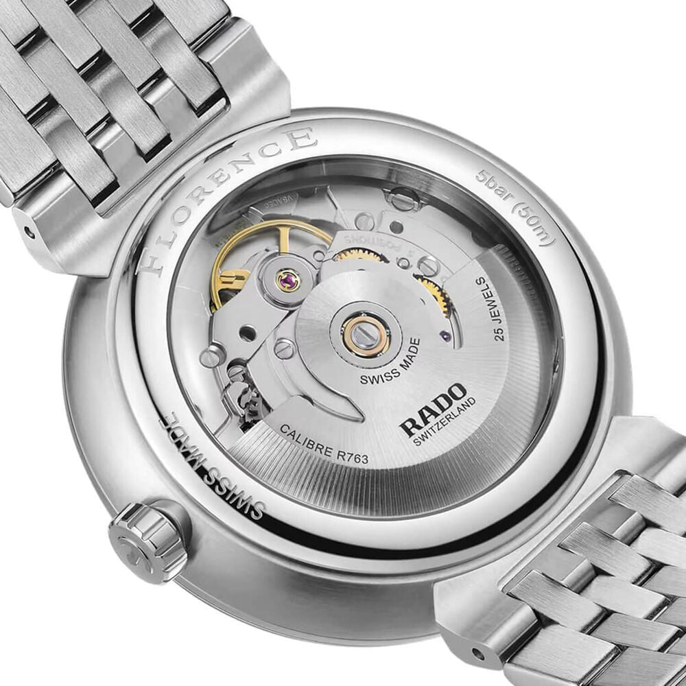 Rado Florence Automatic 39mm Blue Dial Diamond Dots Steel Bracelet Watch image number 3