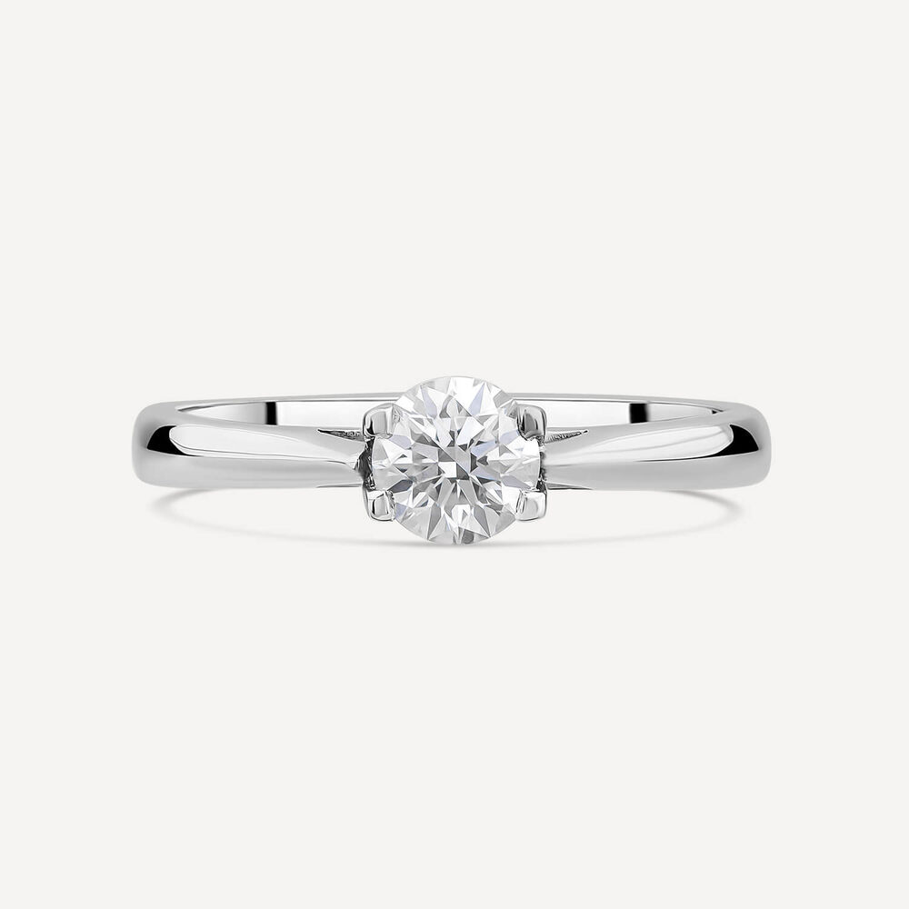 Platinum 0.51ct Round Diamond Four Claw Solitaire Ring