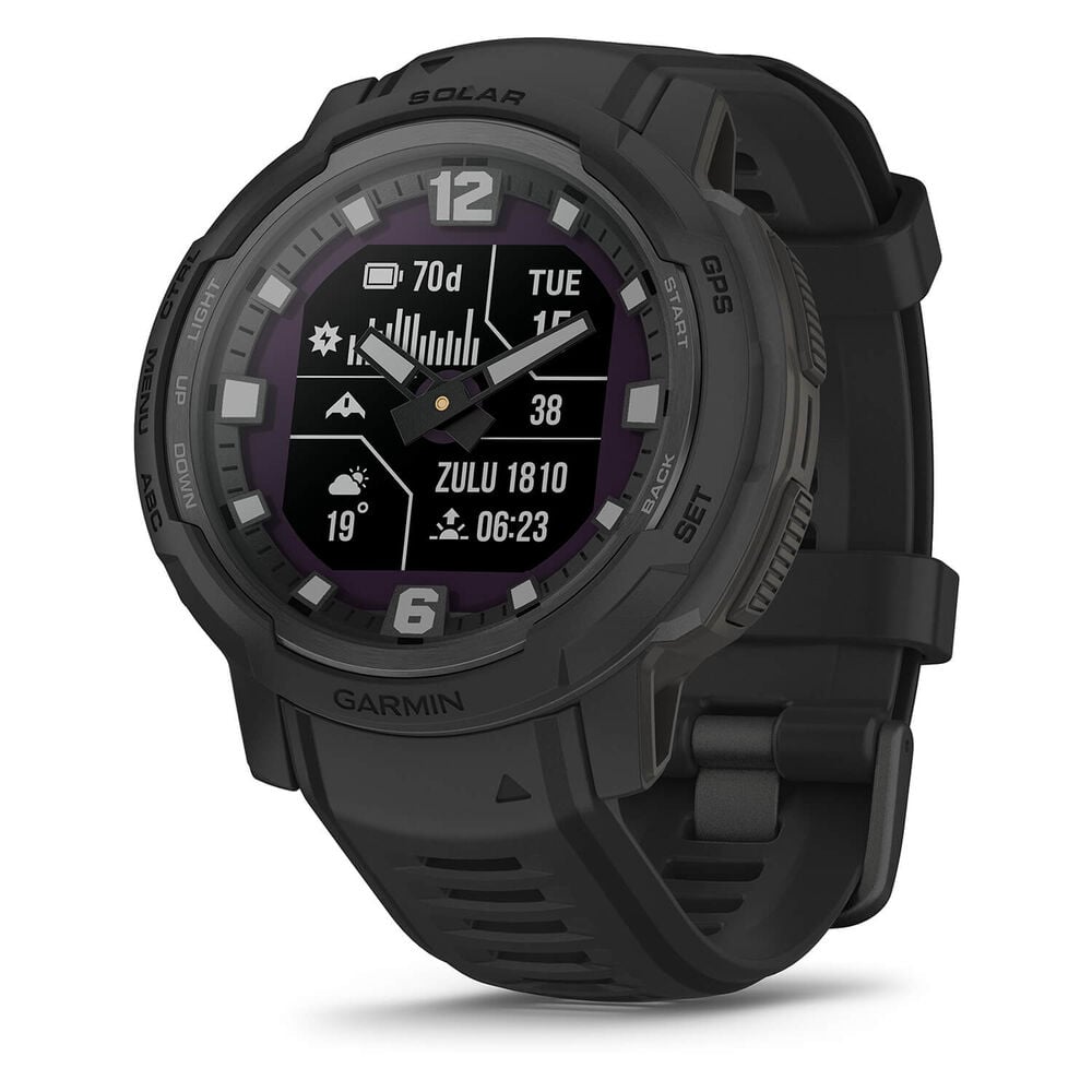 Garmin Instinct Crossover Solar 45mm Black Silicone Strap Watch