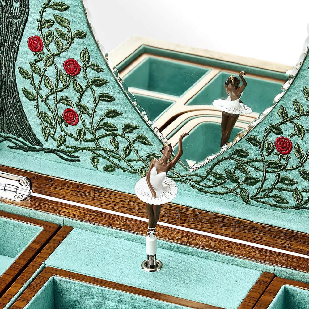 WOLF Ballet Sleeping Beauty Walnut Wood Musical Jewellery Box