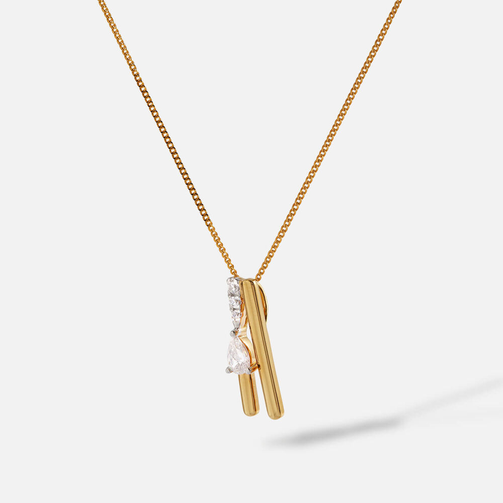 Yellow Gold Plated Vermeil Sterling Silver 0.20ct Lab Grown Diamond Two Bar Pendant