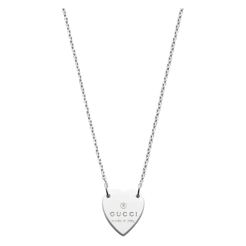 Gucci Trademark silver heart pendant - 48cm