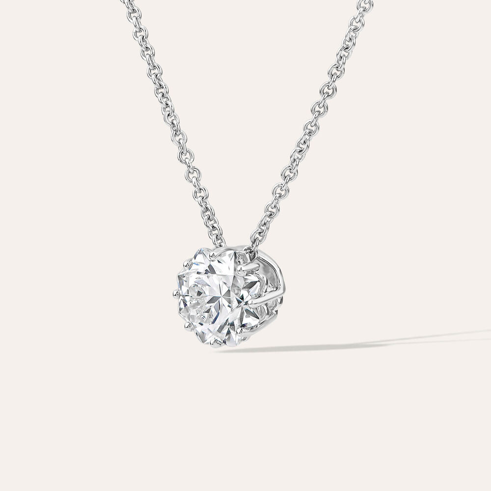 Born Classic 9ct White Gold Lab Grown 1ct Flower Cut Diamond Pendant