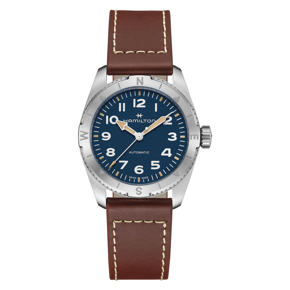 Hamilton Khaki Field Expedition Auto 37mm Blue Dial Brown Strap Watch