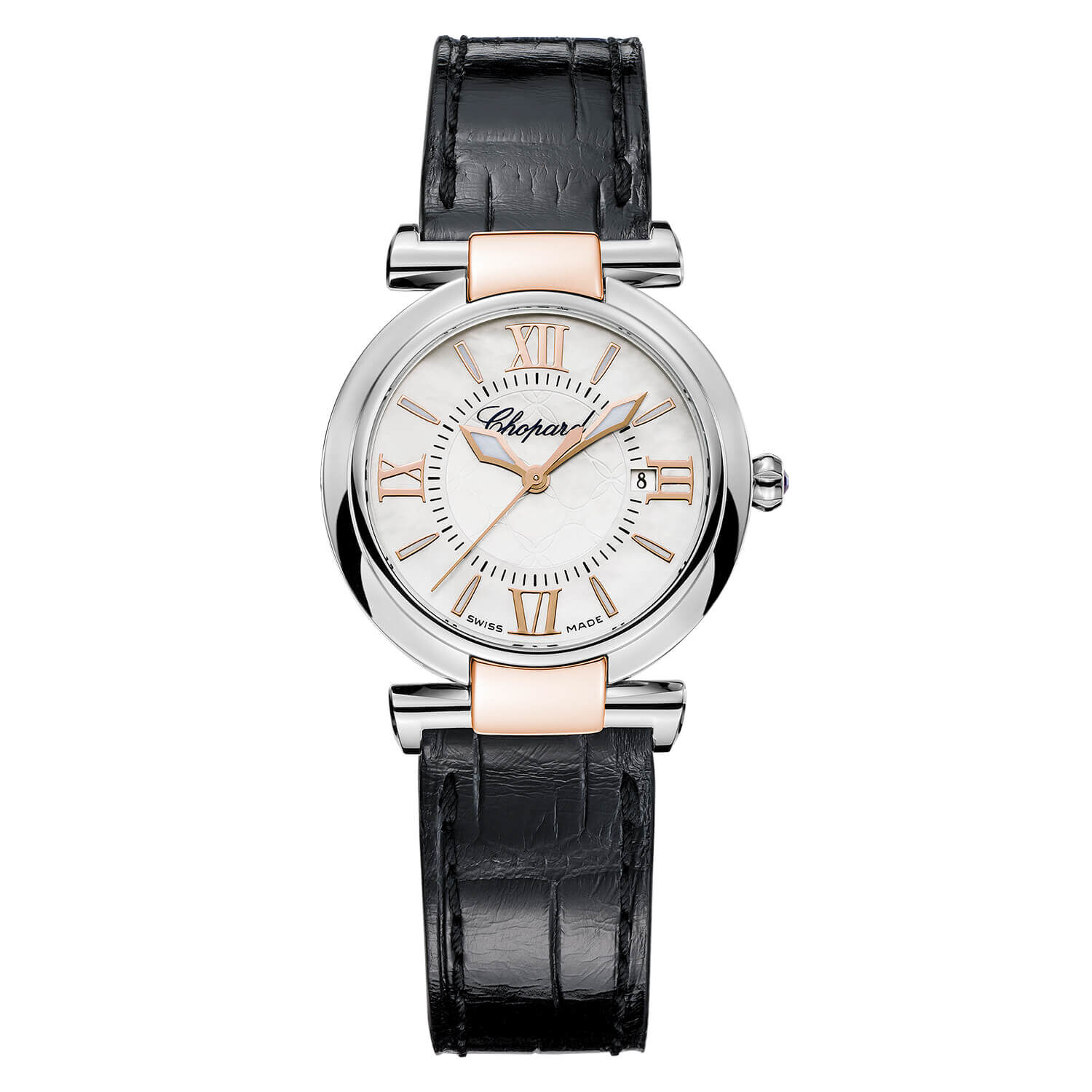 Pre Owned Chopard Imperiale Quartz 28mm White Dial Black Leather Strap Watch