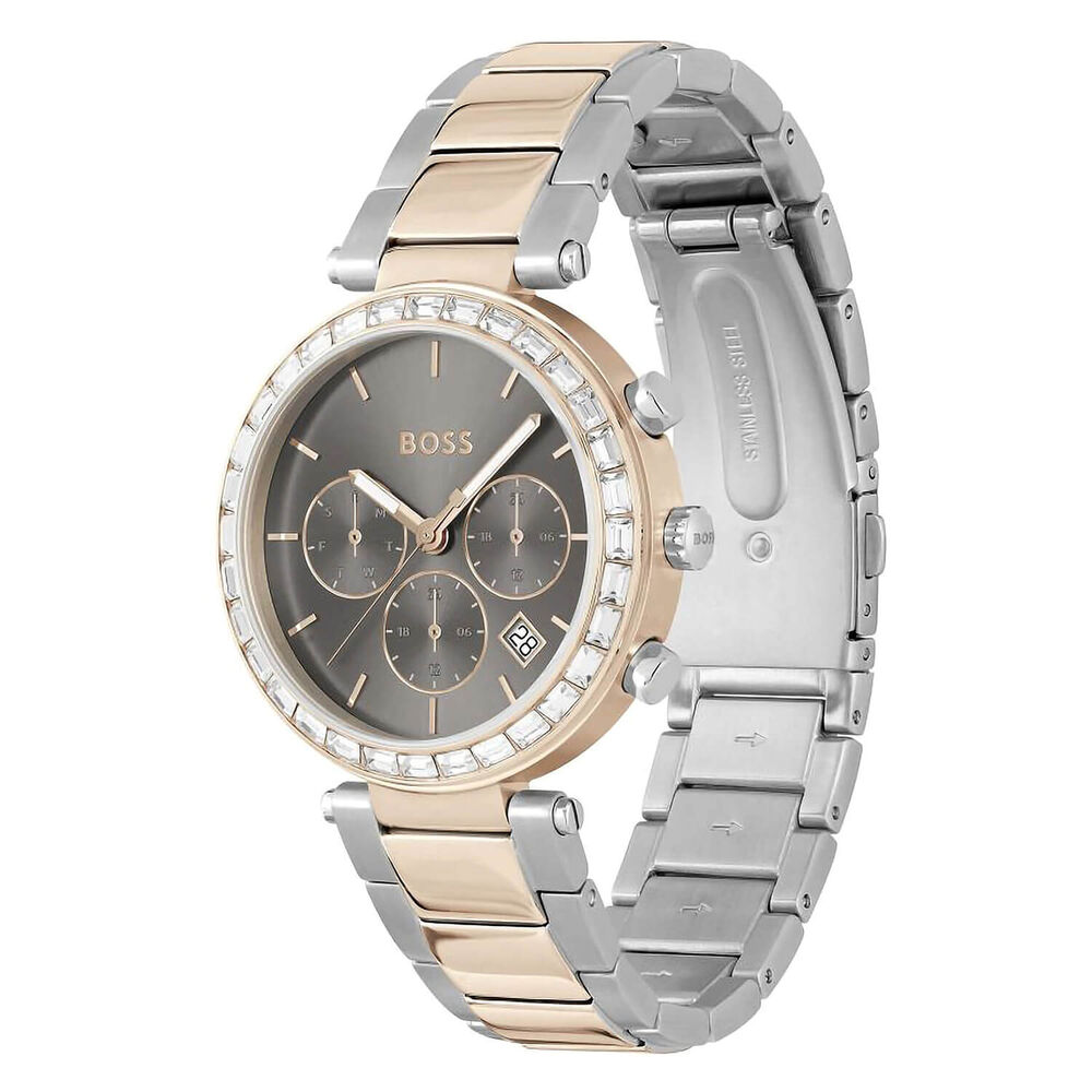 BOSS Andra 39mm Grey Dial Crystal Bezel Bracelet Watch image number 2