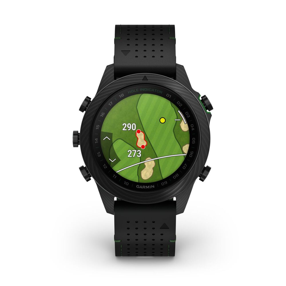 Garmin MARQ® Golfer (Gen 2) Carbon Edition 46mm Titanium Case Silicone Strap Watch image number 2