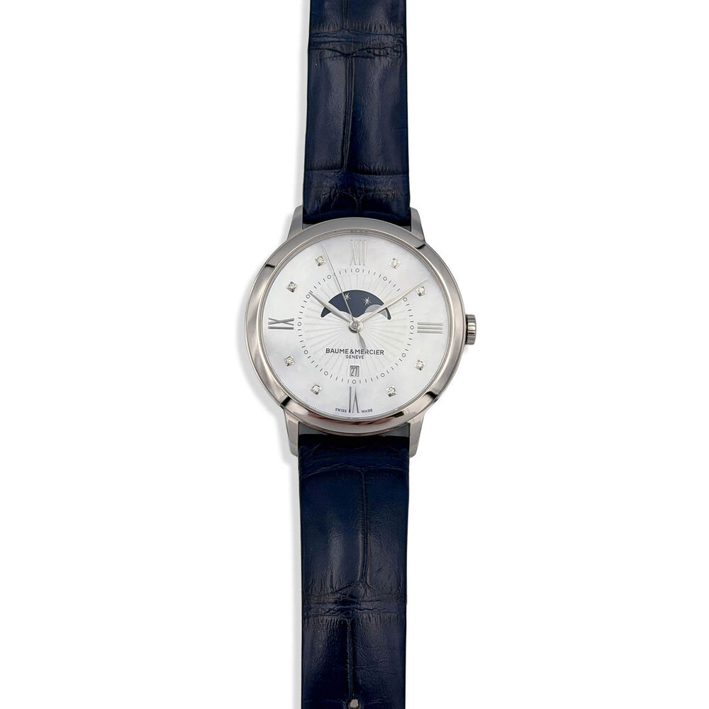 Pre-Owned Baume&Mercier Quartz 36.5mm Silver Dial Blue Strap Watch