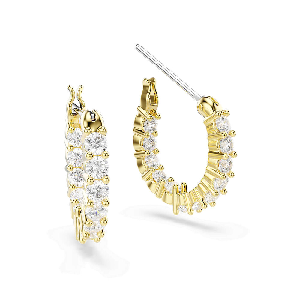 Swarovski Matrix Vittore Cubic Zirconia 18ct Yellow Gold FInished Hoop Earrings