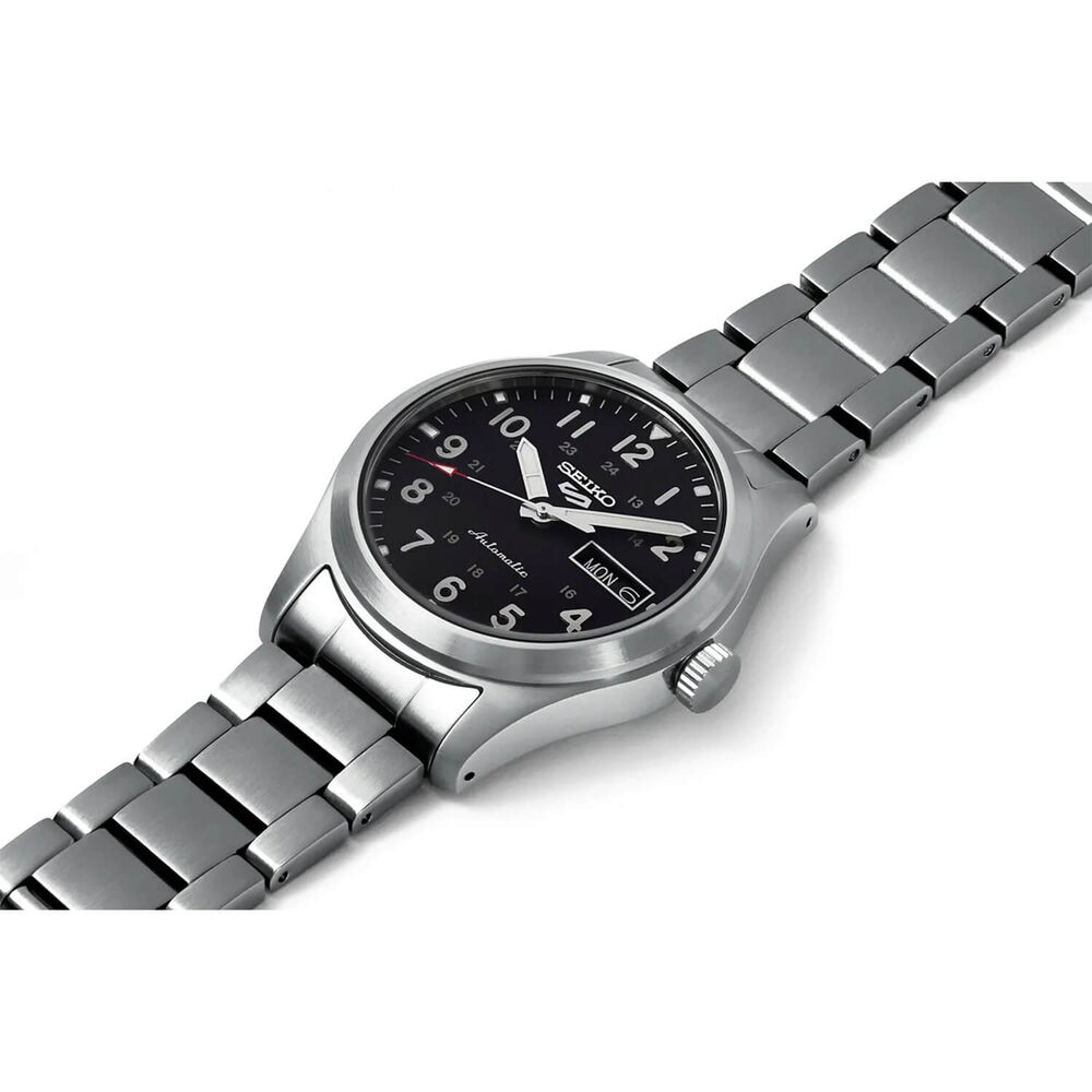 Seiko 5 Sports Field 39.4mm Black Dial Bracelet Watch