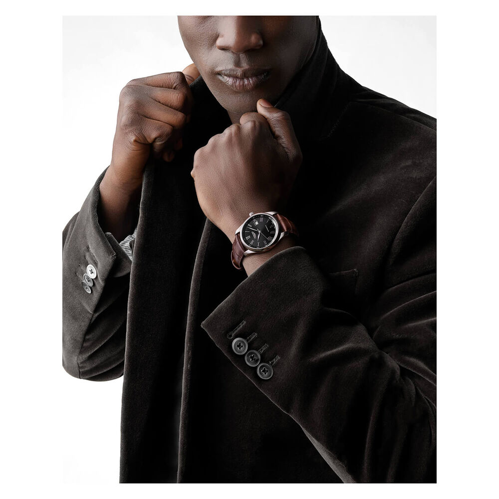 Longines Master Collection 40mm Black Dial Roman Numerals Brown Strap Watch image number 6