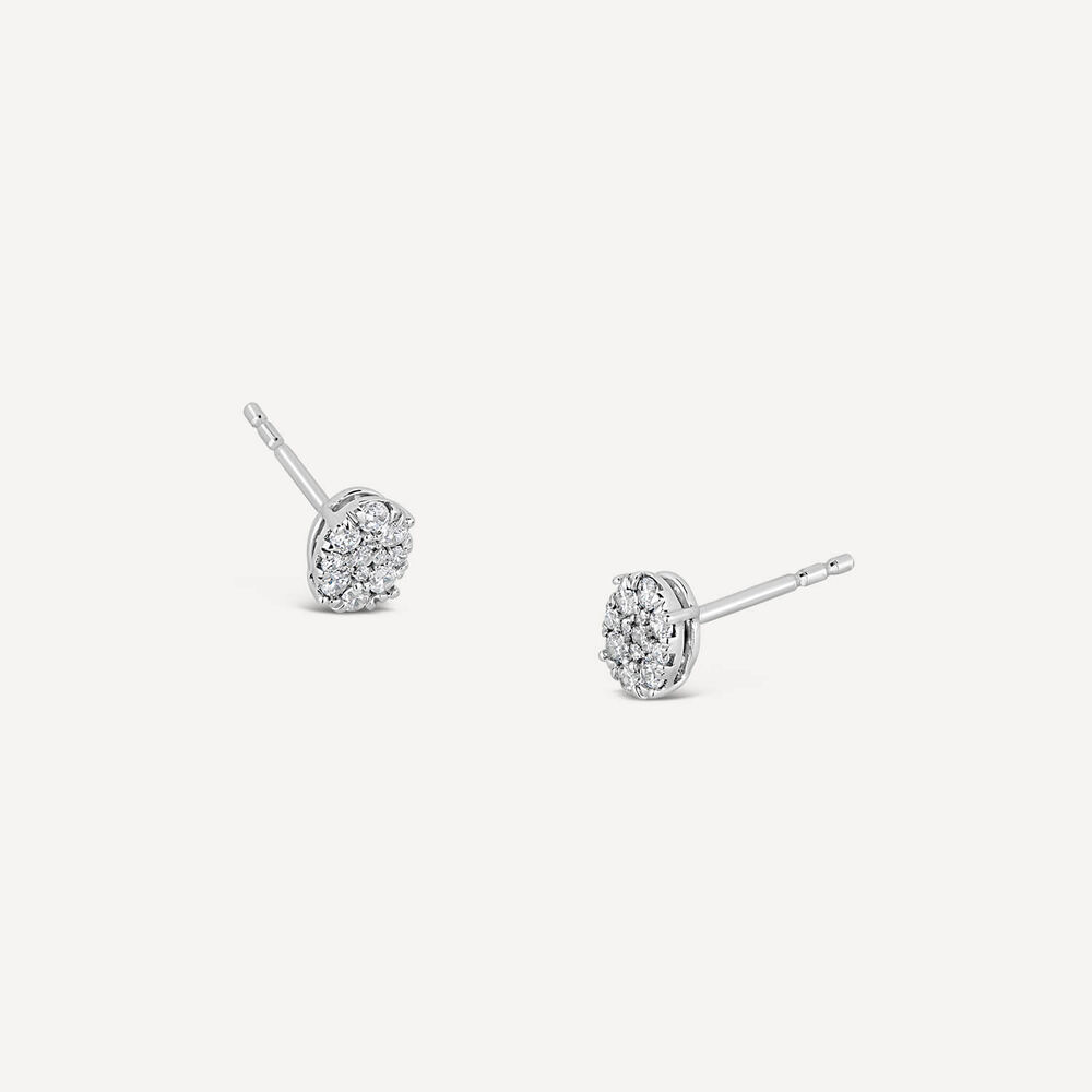 9ct White Gold Oval Cluster Stud Earrings image number 2