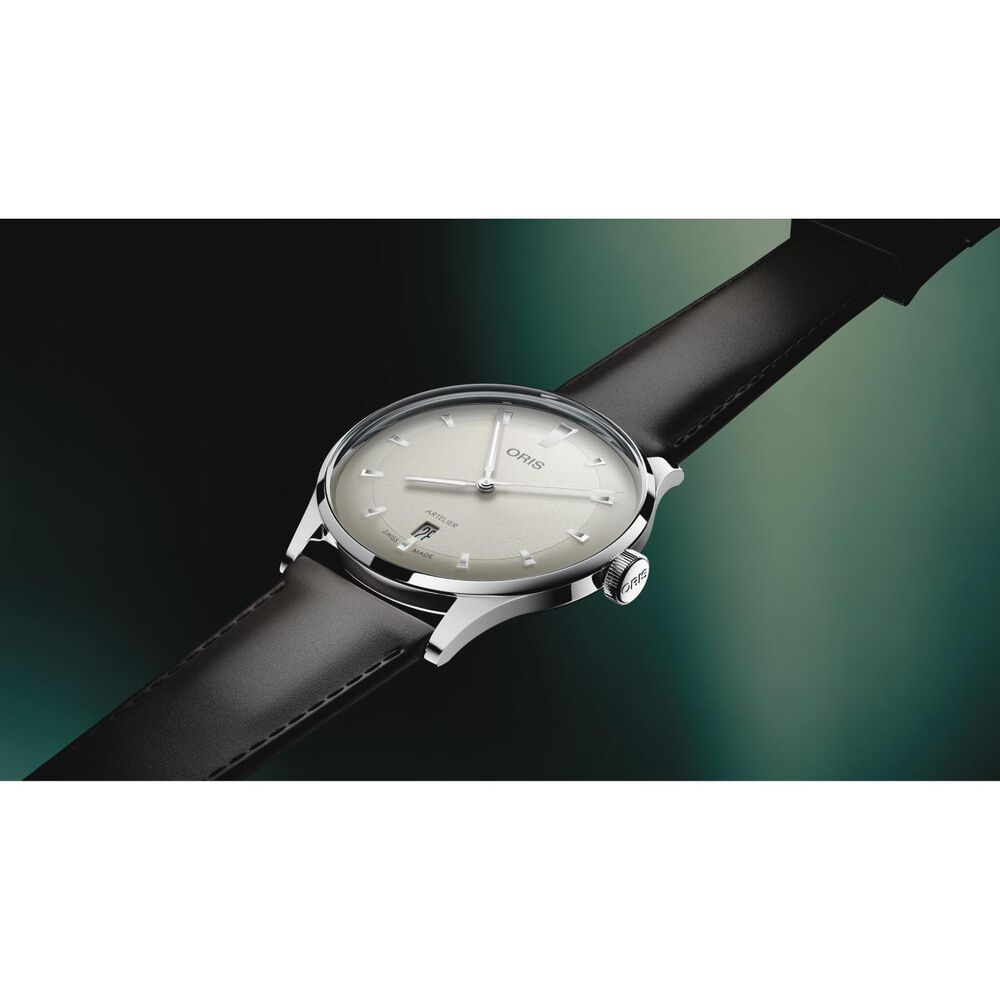 Oris Artelier Date 38mm White Dial Black Leather Strap Watch