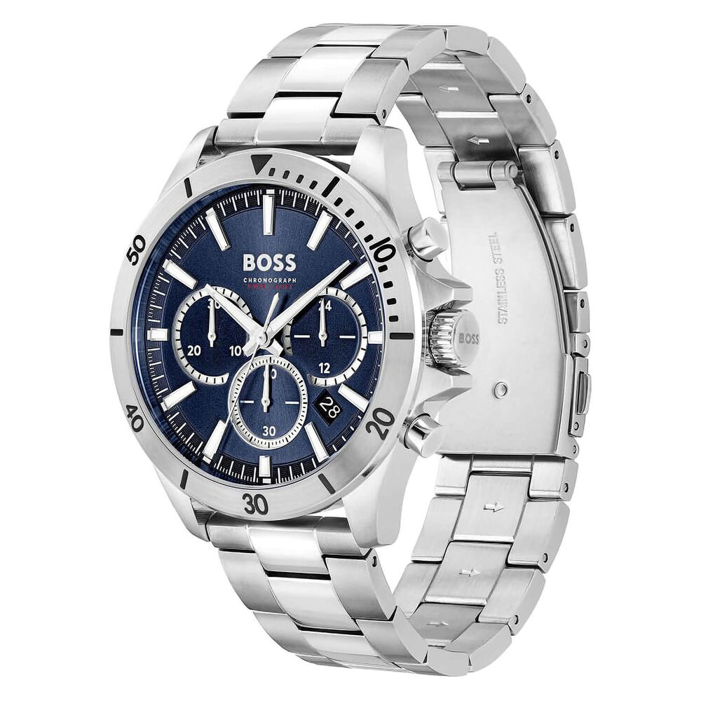 BOSS Troper 44mm Blue Chronograph Dial Steel Bracelet Watch image number 2