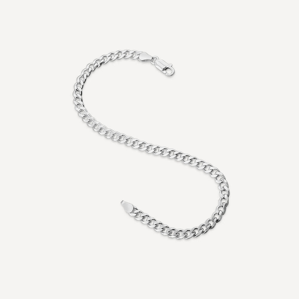 Sterling Silver Diamond Cut Curb Mens Bracelet
