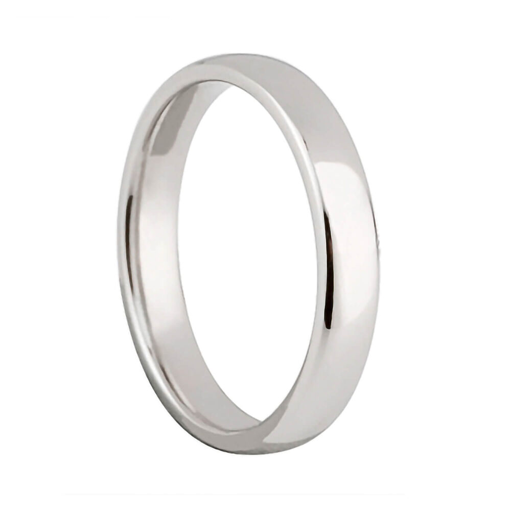 Ladies' platinum 3mm classic court wedding ring image number 0