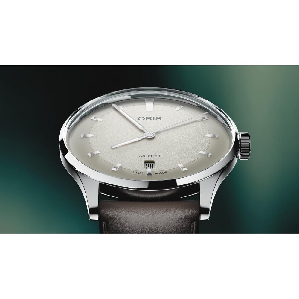 Oris Artelier Date 38mm White Dial Black Leather Strap Watch