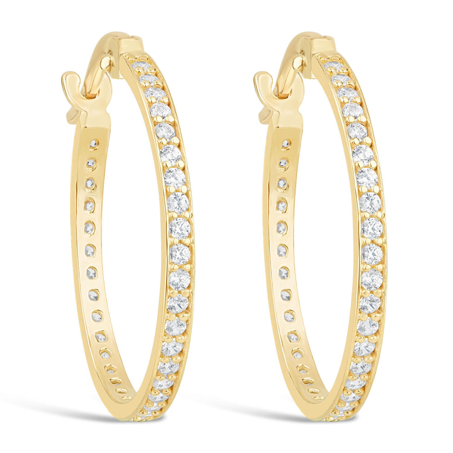 9ct Yellow Gold Cubic Zirconia Small Hoop Earrings