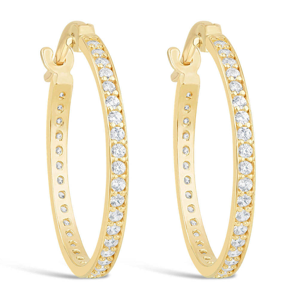 9ct Yellow Gold & Cubic Zirconia Small Hoop Earrings